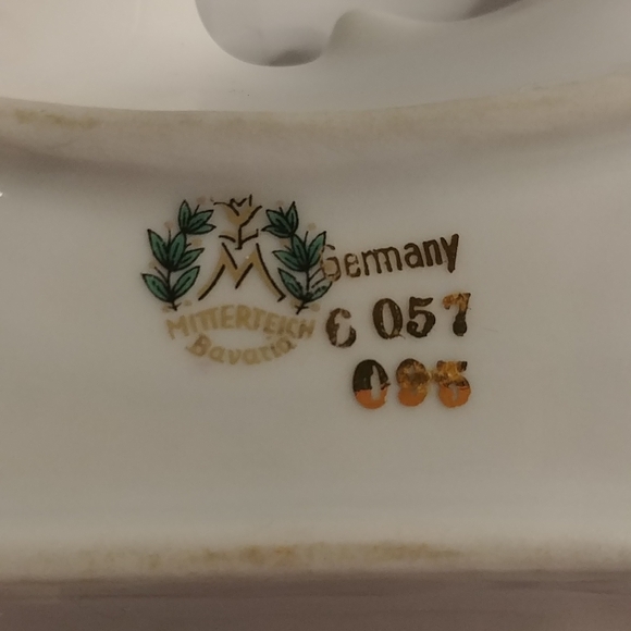 1950's Mitterteich Bavaria Germany Bone China Hand Painted Leaf Plate - Picture 5 of 6